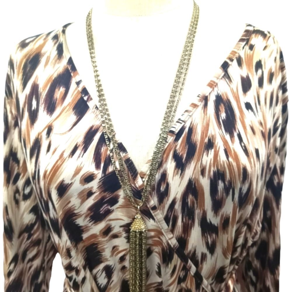ROBBIE BEE wrap animal print work, career dress size 14